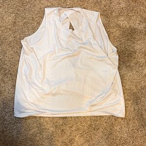 Fabletics White Open Back Sleeveless Tee